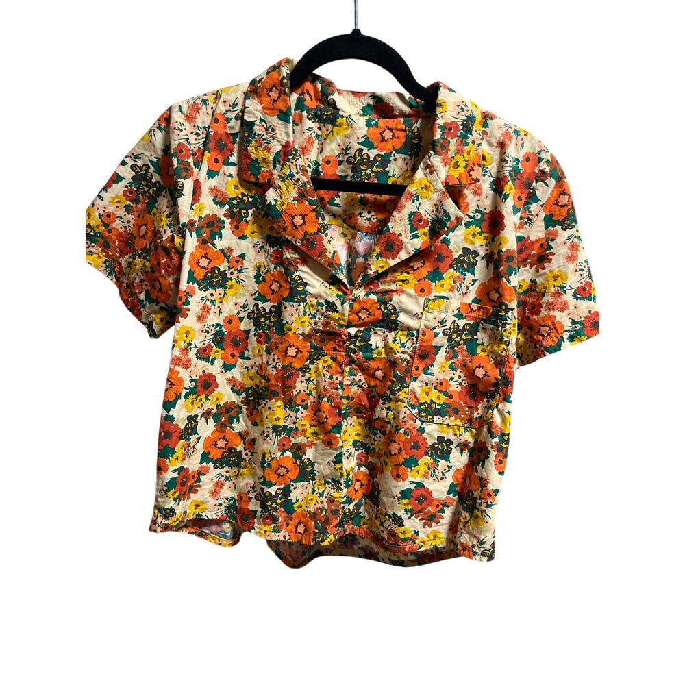 Fall floral handmade blouse M